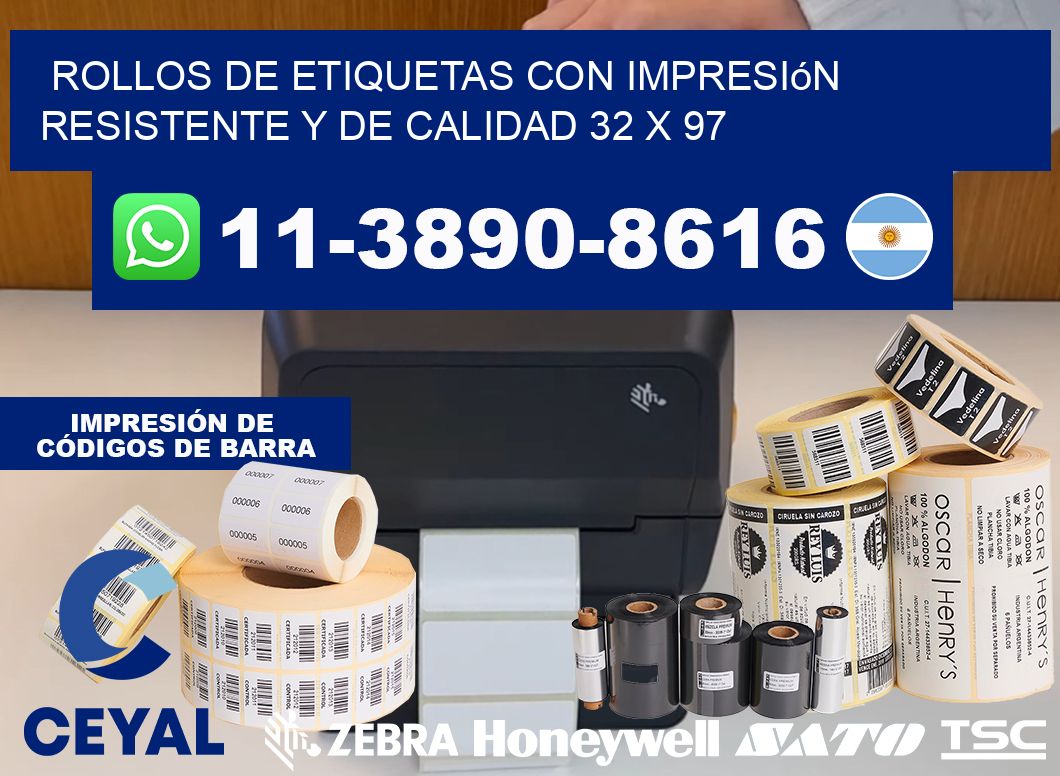 rollos de etiquetas con impresión resistente y de calidad 32 x 97