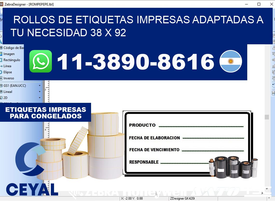rollos de etiquetas impresas adaptadas a tu necesidad 38 x 92