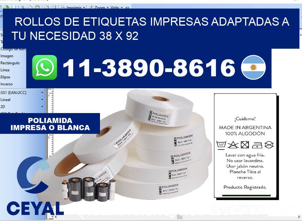 rollos de etiquetas impresas adaptadas a tu necesidad 38 x 92