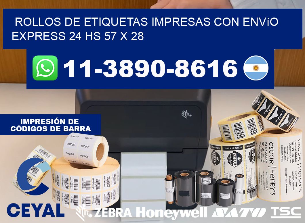 rollos de etiquetas impresas con envío express 24 hs 57 x 28