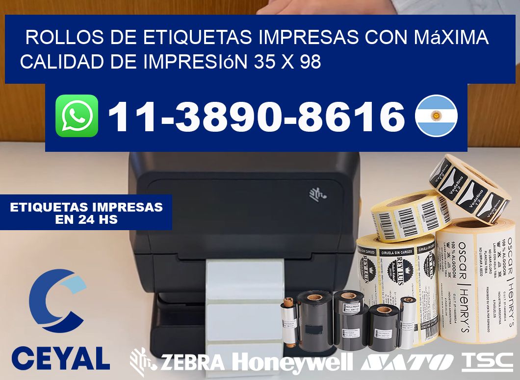 rollos de etiquetas impresas con máxima calidad de impresión 35 x 98
