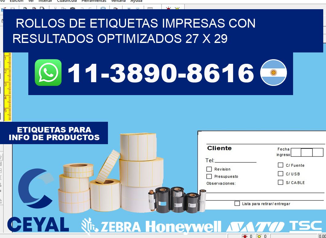 rollos de etiquetas impresas con resultados optimizados 27 x 29