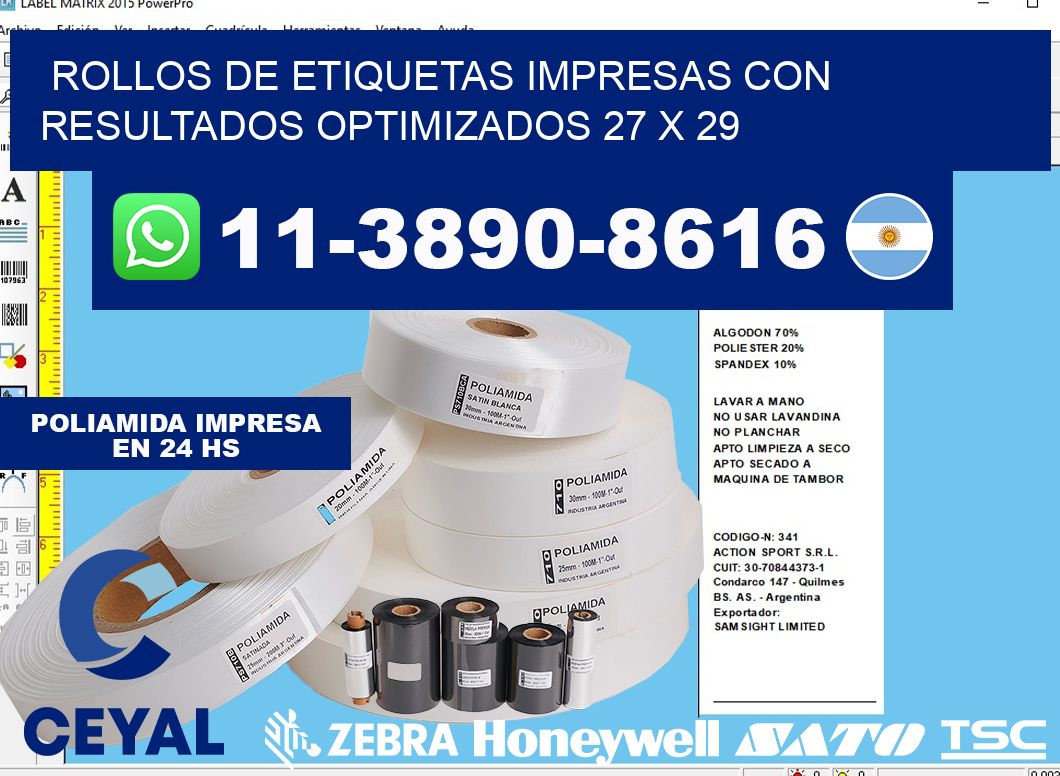 rollos de etiquetas impresas con resultados optimizados 27 x 29