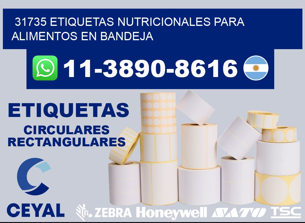 31735 etiquetas nutricionales para alimentos en bandeja