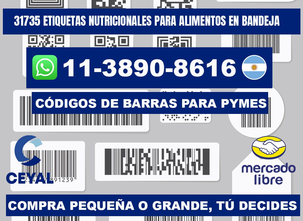 31735 etiquetas nutricionales para alimentos en bandeja