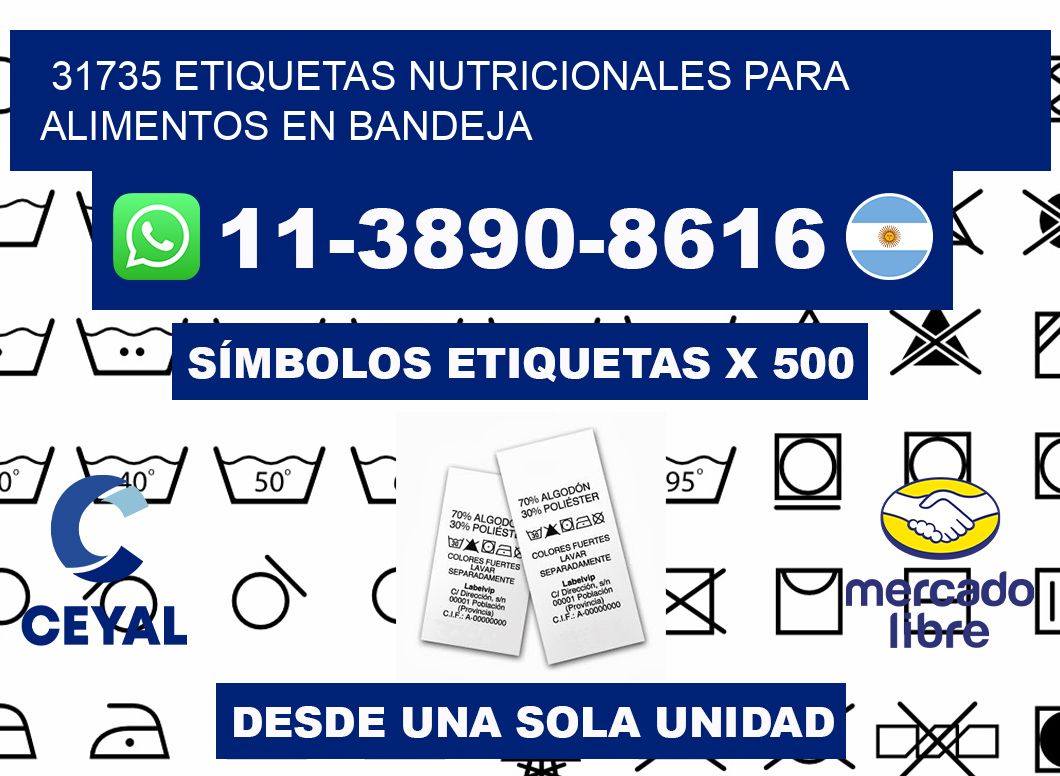 31735 etiquetas nutricionales para alimentos en bandeja