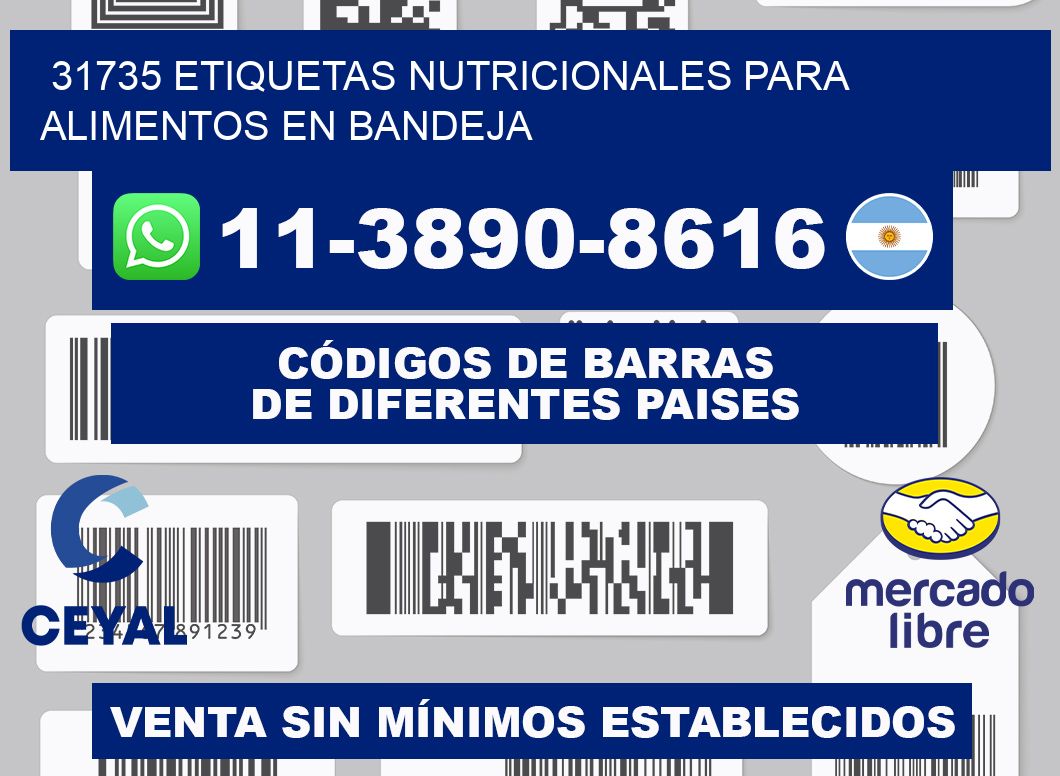 31735 etiquetas nutricionales para alimentos en bandeja