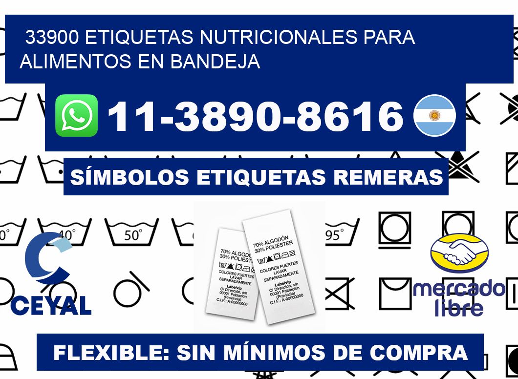 33900 etiquetas nutricionales para alimentos en bandeja