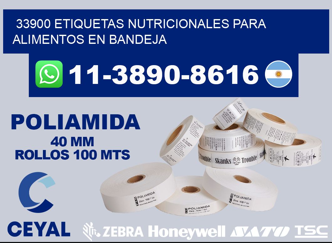 33900 etiquetas nutricionales para alimentos en bandeja