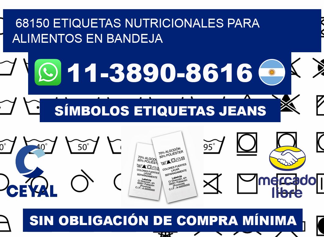68150 etiquetas nutricionales para alimentos en bandeja