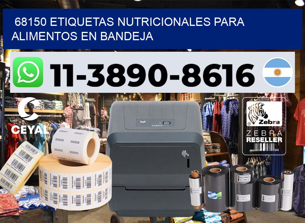 68150 etiquetas nutricionales para alimentos en bandeja