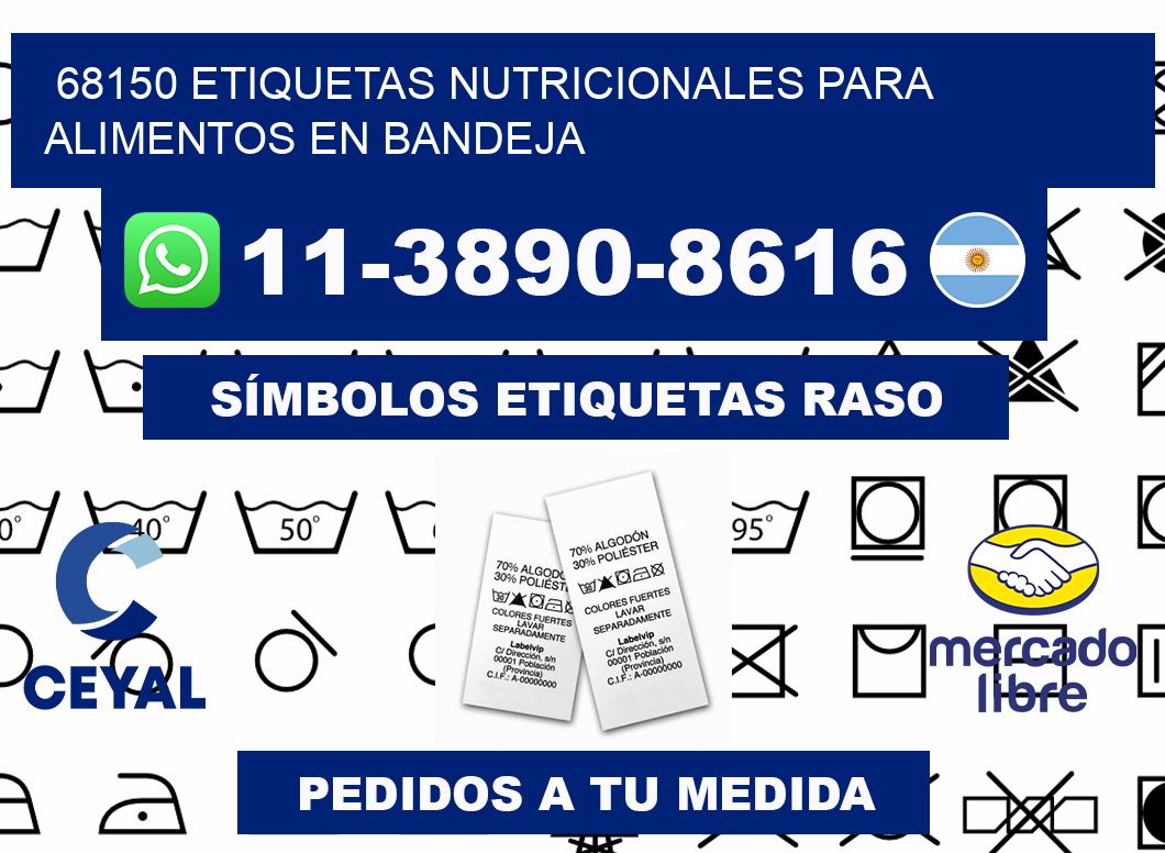68150 etiquetas nutricionales para alimentos en bandeja