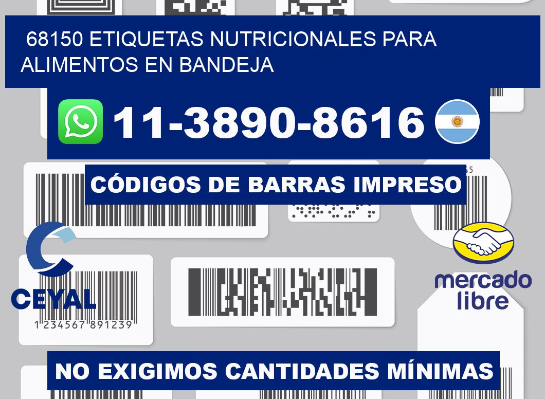 68150 etiquetas nutricionales para alimentos en bandeja