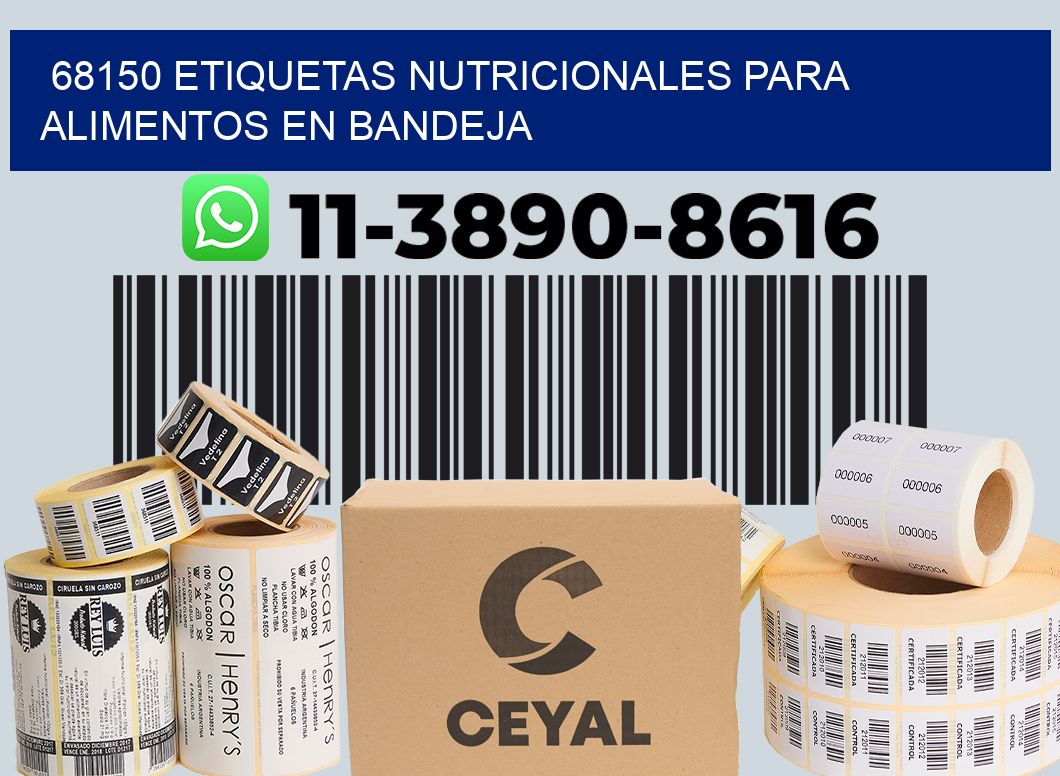 68150 etiquetas nutricionales para alimentos en bandeja