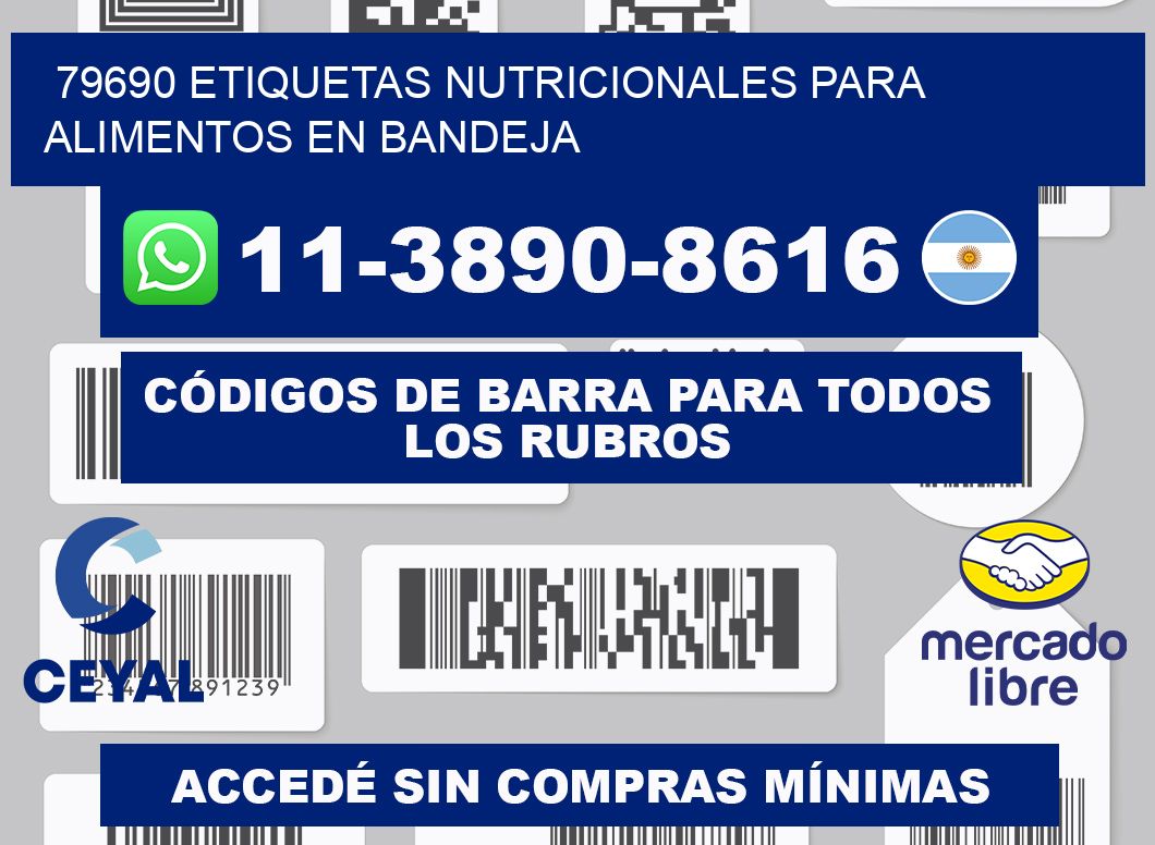 79690 etiquetas nutricionales para alimentos en bandeja