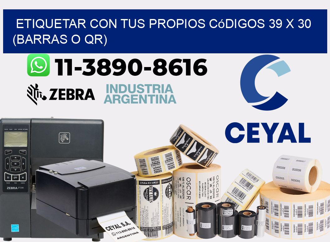Etiquetar con tus propios códigos 39 x 30 (barras o QR)