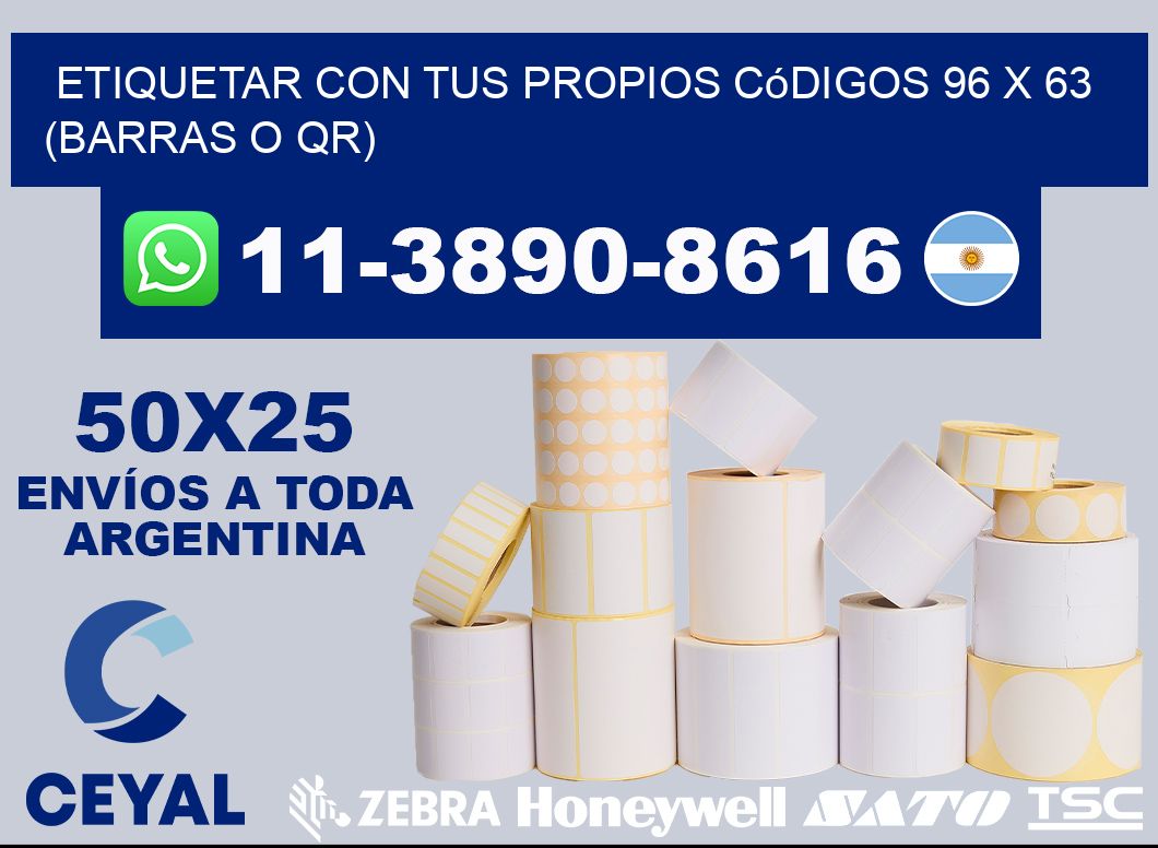 Etiquetar con tus propios códigos 96 x 63 (barras o QR)