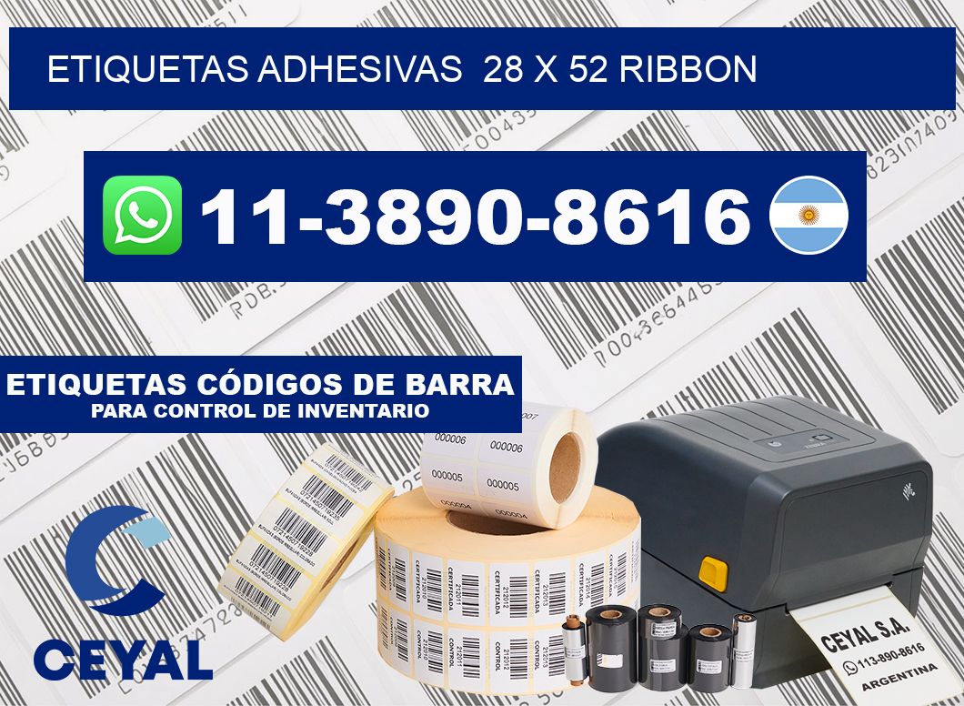 Etiquetas adhesivas  28 x 52 ribbon