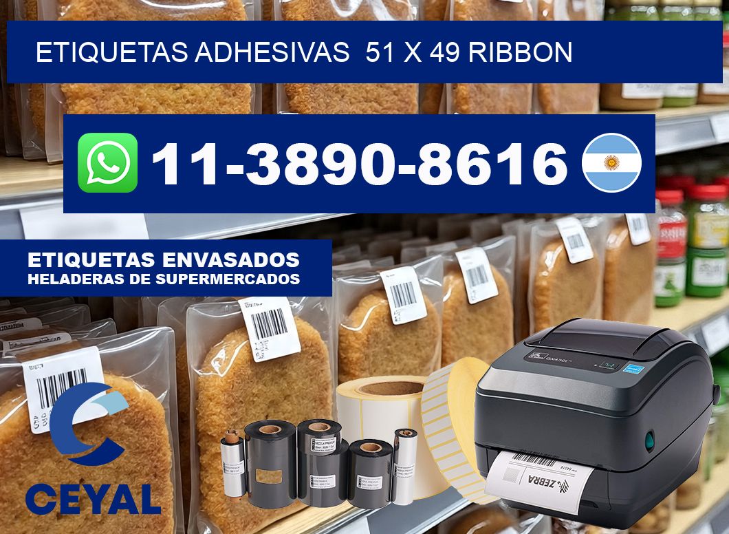 Etiquetas adhesivas  51 x 49 ribbon