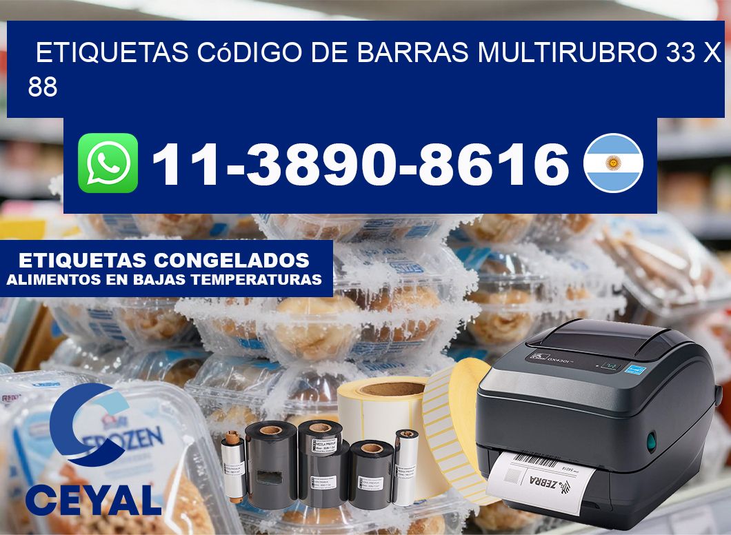 Etiquetas código de barras multirubro 33 x 88