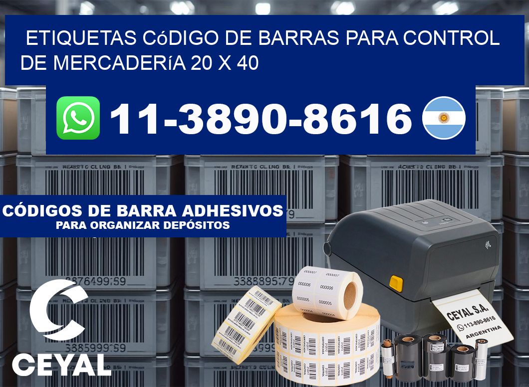 Etiquetas código de barras para control de mercadería 20 x 40