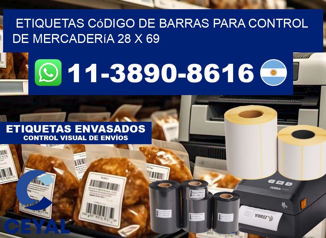 Etiquetas código de barras para control de mercadería 28 x 69