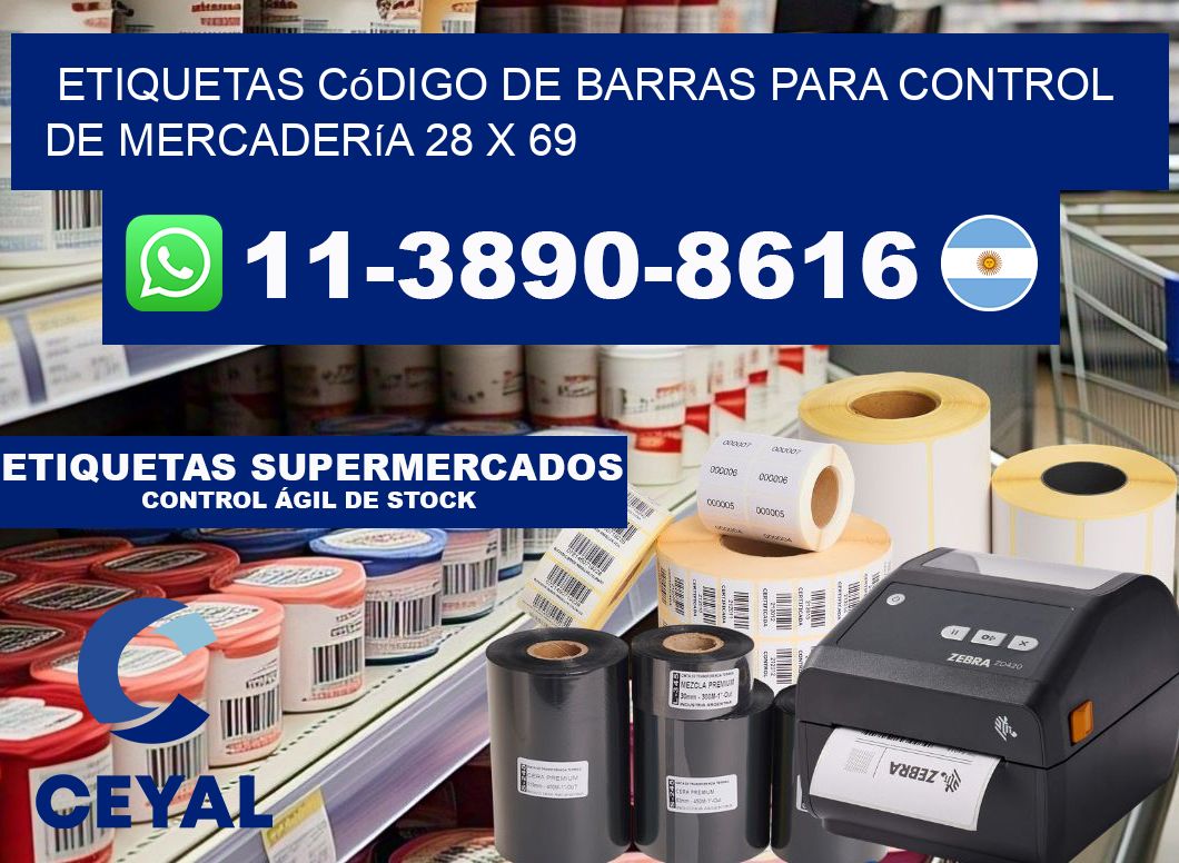 Etiquetas código de barras para control de mercadería 28 x 69