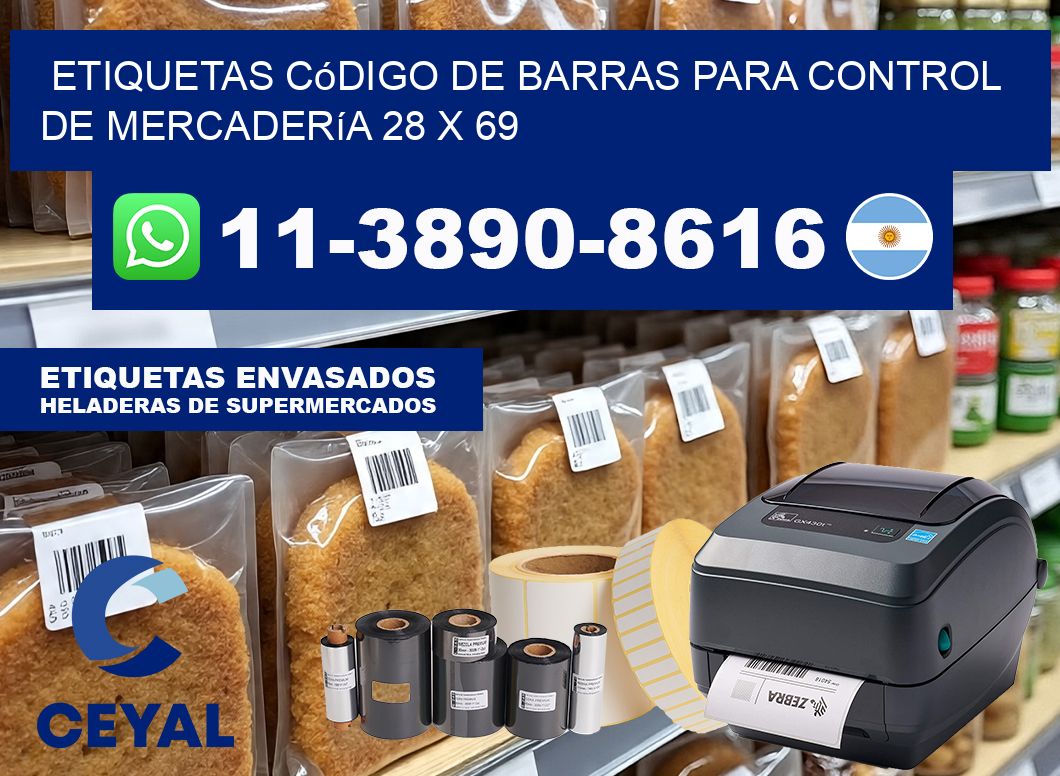 Etiquetas código de barras para control de mercadería 28 x 69