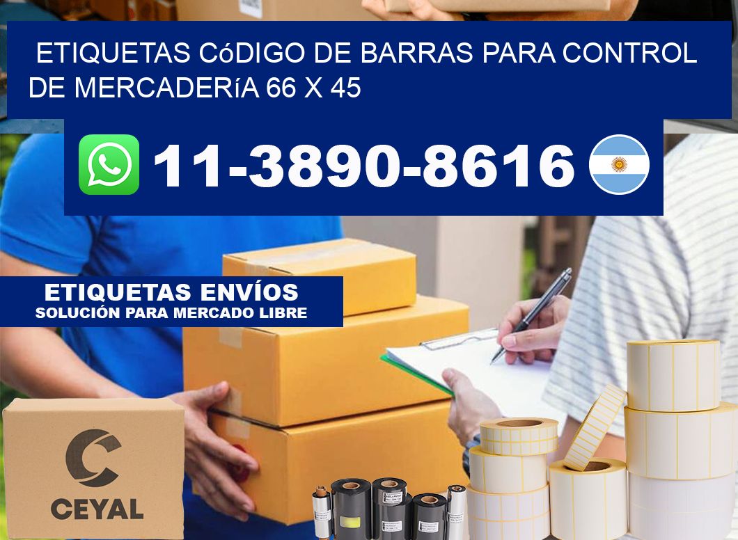 Etiquetas código de barras para control de mercadería 66 x 45