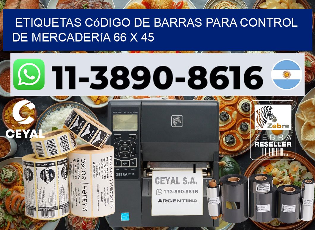 Etiquetas código de barras para control de mercadería 66 x 45