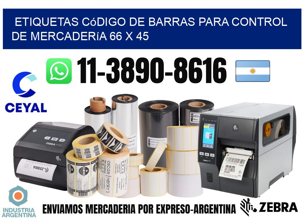 Etiquetas código de barras para control de mercadería 66 x 45