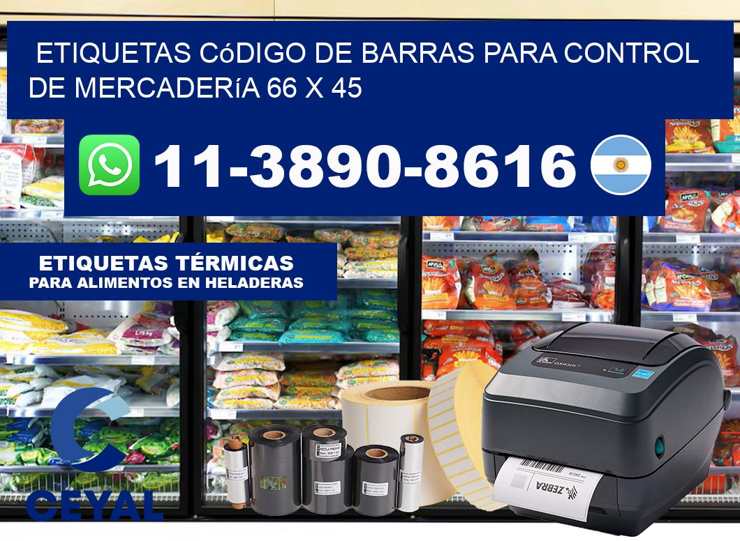 Etiquetas código de barras para control de mercadería 66 x 45