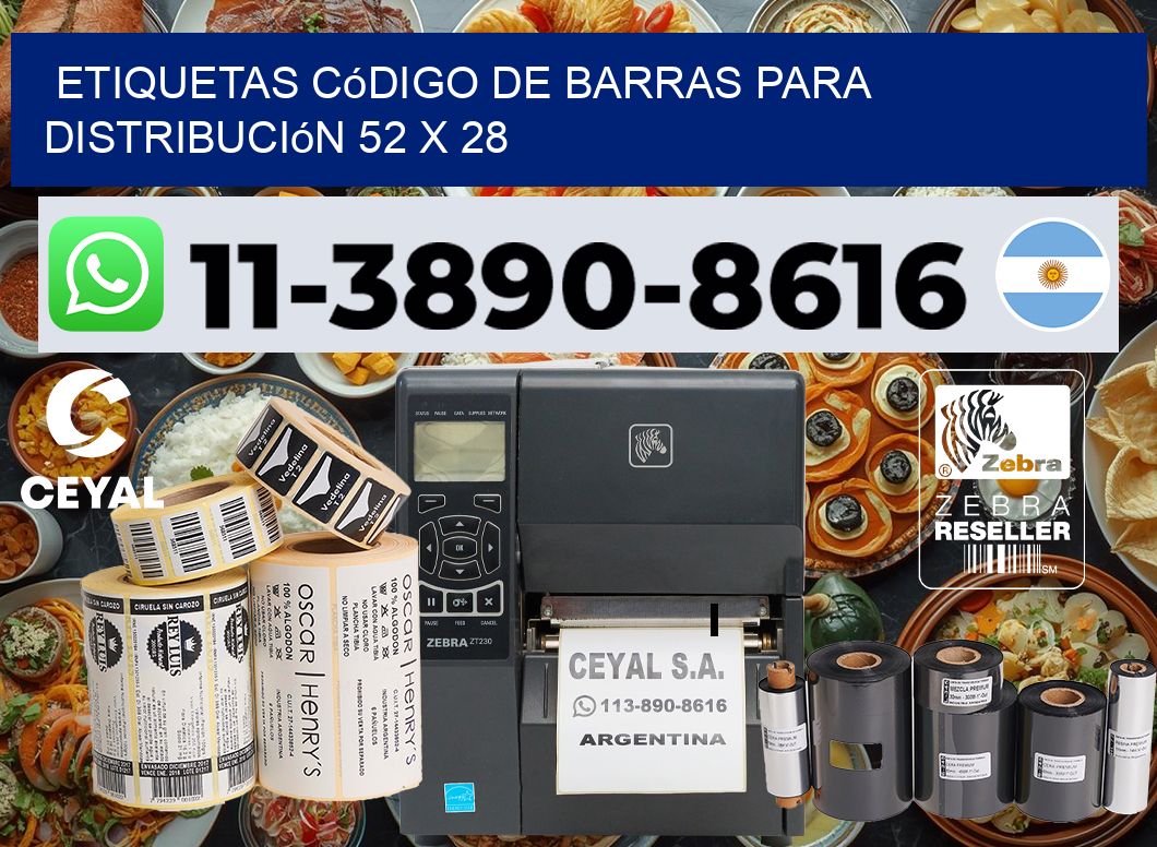Etiquetas código de barras para distribución 52 x 28