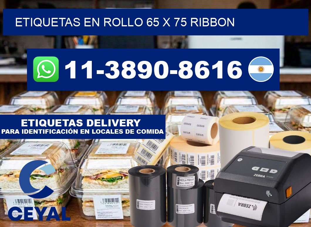 Etiquetas en rollo 65 x 75 ribbon