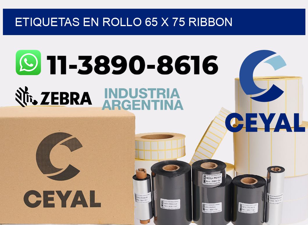 Etiquetas en rollo 65 x 75 ribbon