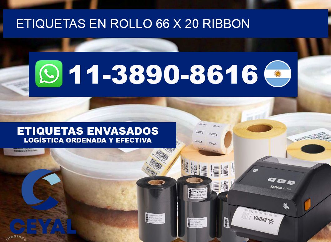 Etiquetas en rollo 66 x 20 ribbon