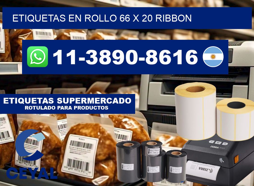 Etiquetas en rollo 66 x 20 ribbon
