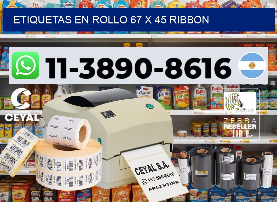Etiquetas en rollo 67 x 45 ribbon