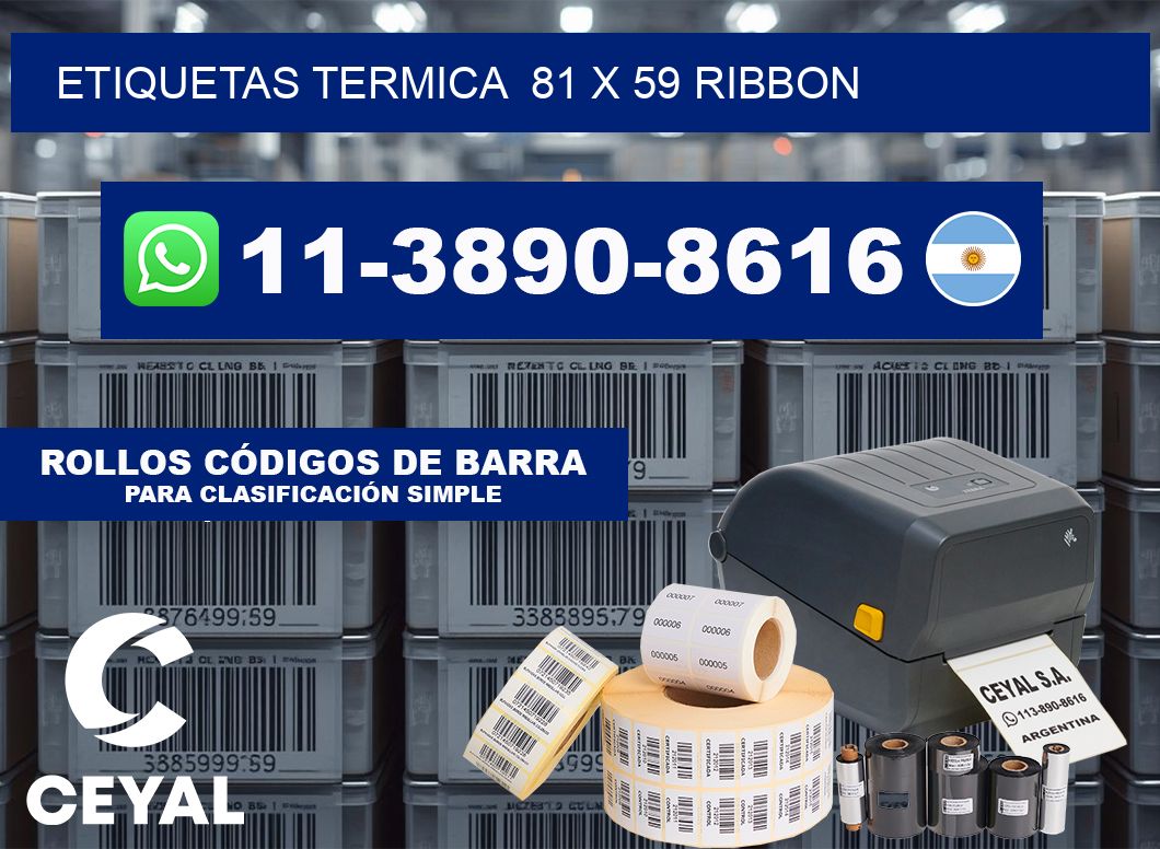 Etiquetas termica 81 x 59 ribbon