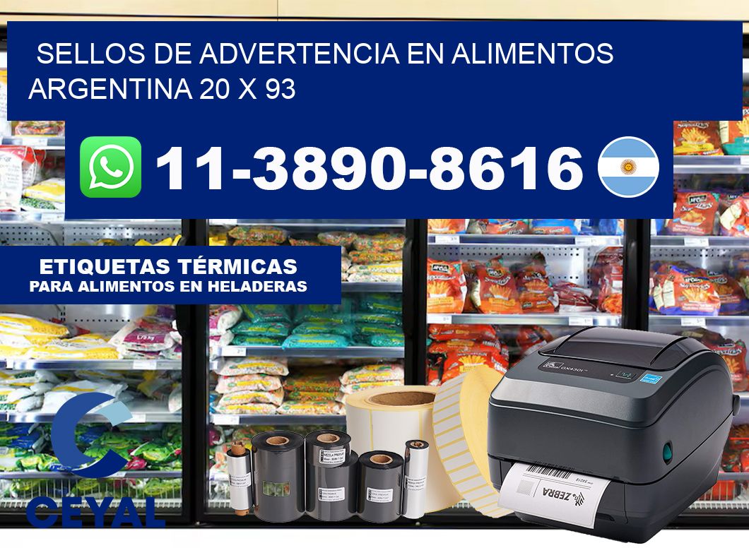 Sellos de advertencia en Alimentos argentina 20 x 93