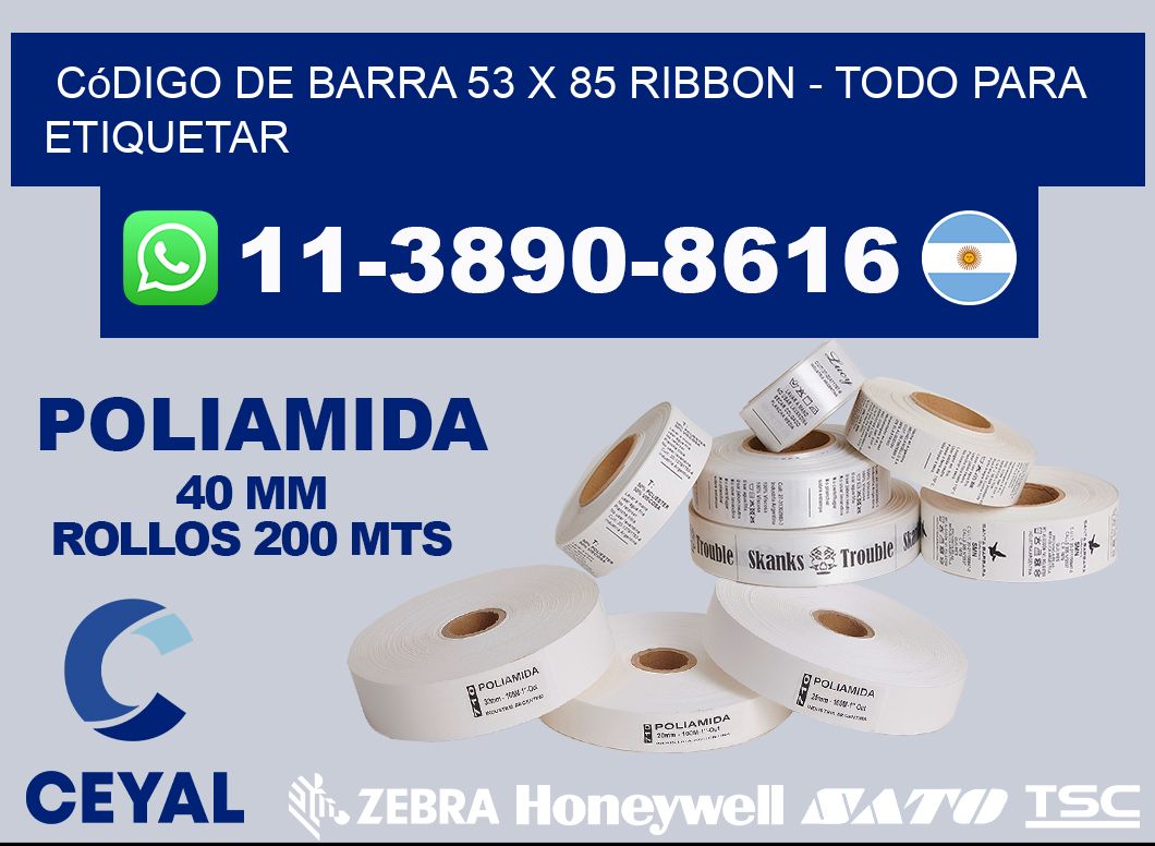 código de barra 53 x 85 ribbon - Todo para Etiquetar