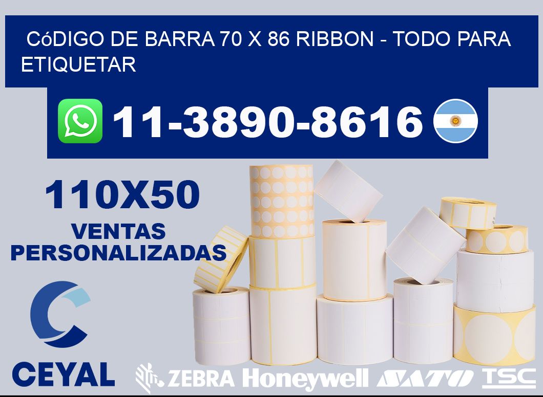 código de barra 70 x 86 ribbon - Todo para Etiquetar