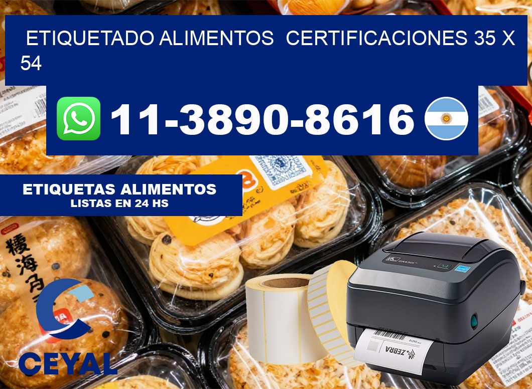etiquetado alimentos  Certificaciones 35 x 54