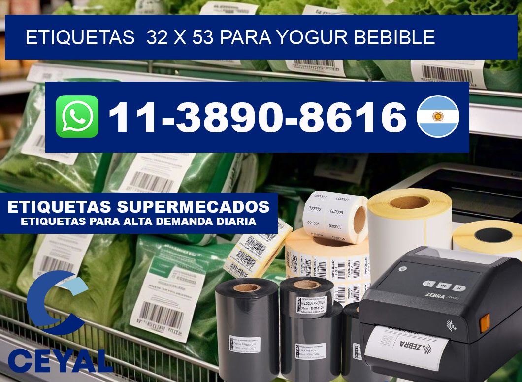 etiquetas 32 x 53 para Yogur bebible