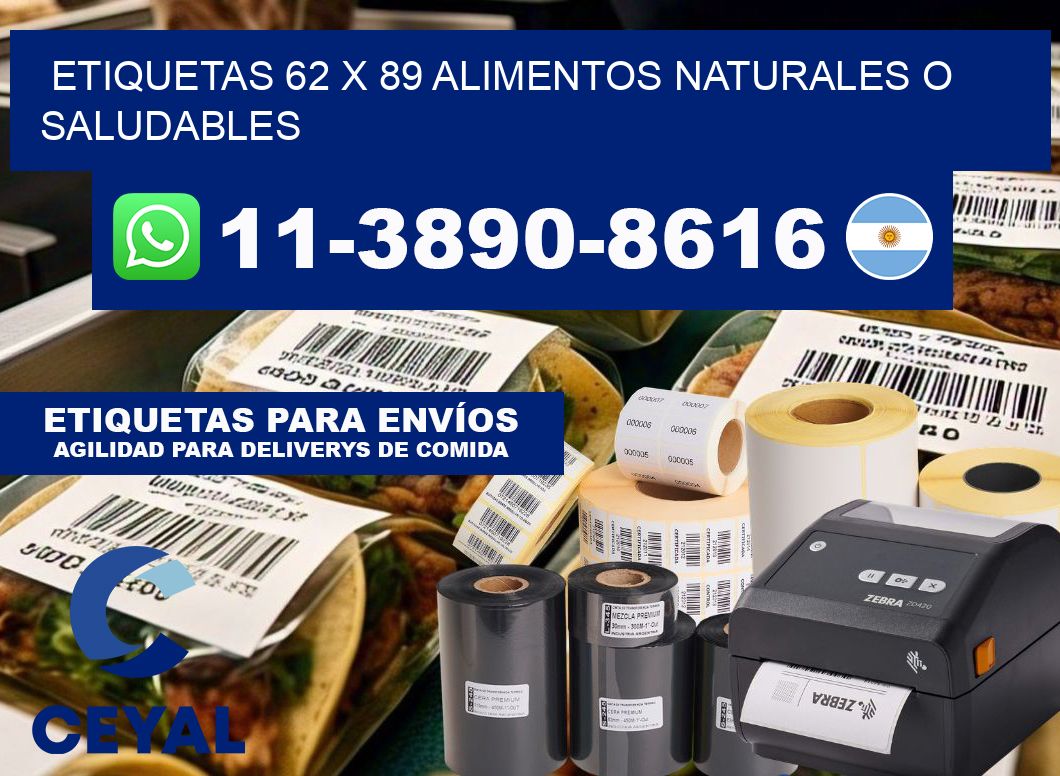 etiquetas 62 x 89 alimentos naturales o saludables
