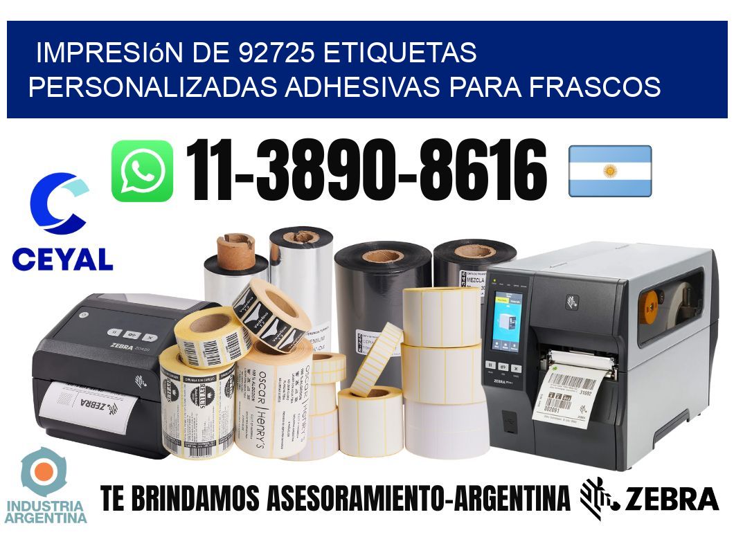 impresión de 92725 etiquetas personalizadas adhesivas para frascos