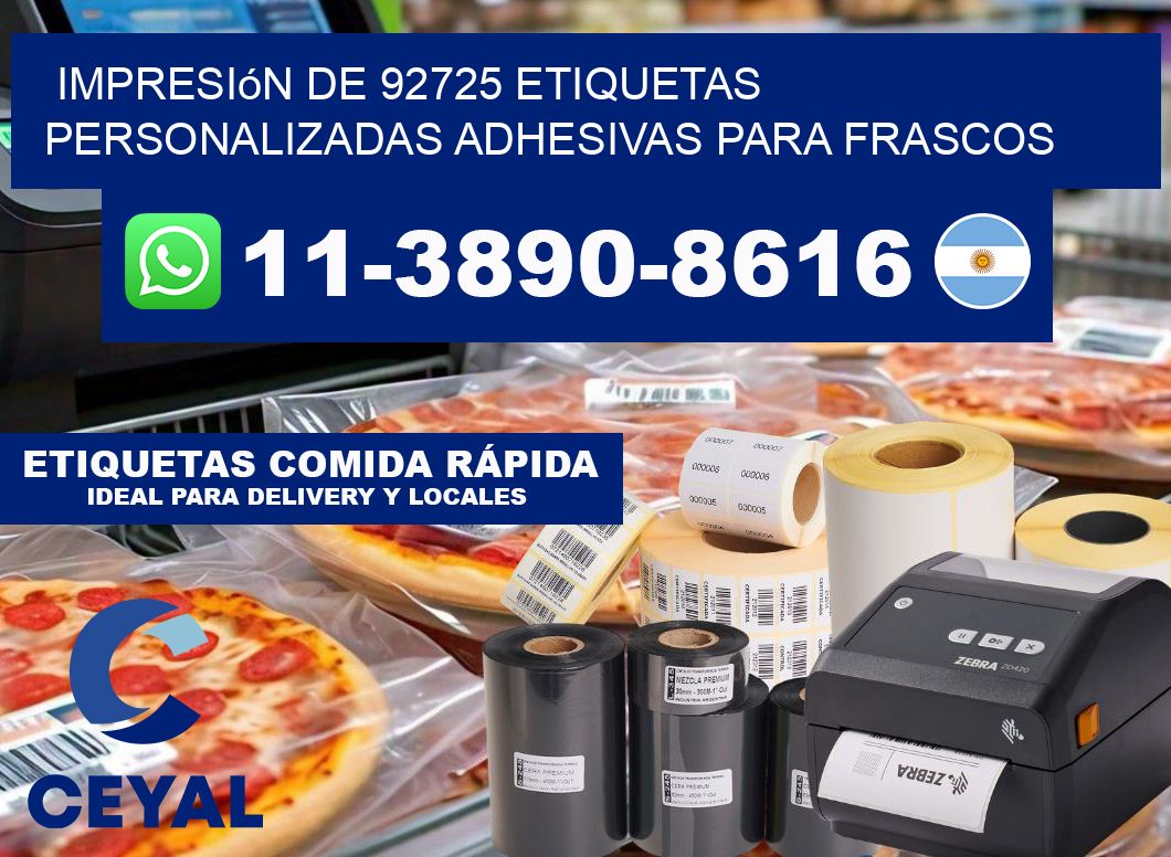 impresión de 92725 etiquetas personalizadas adhesivas para frascos