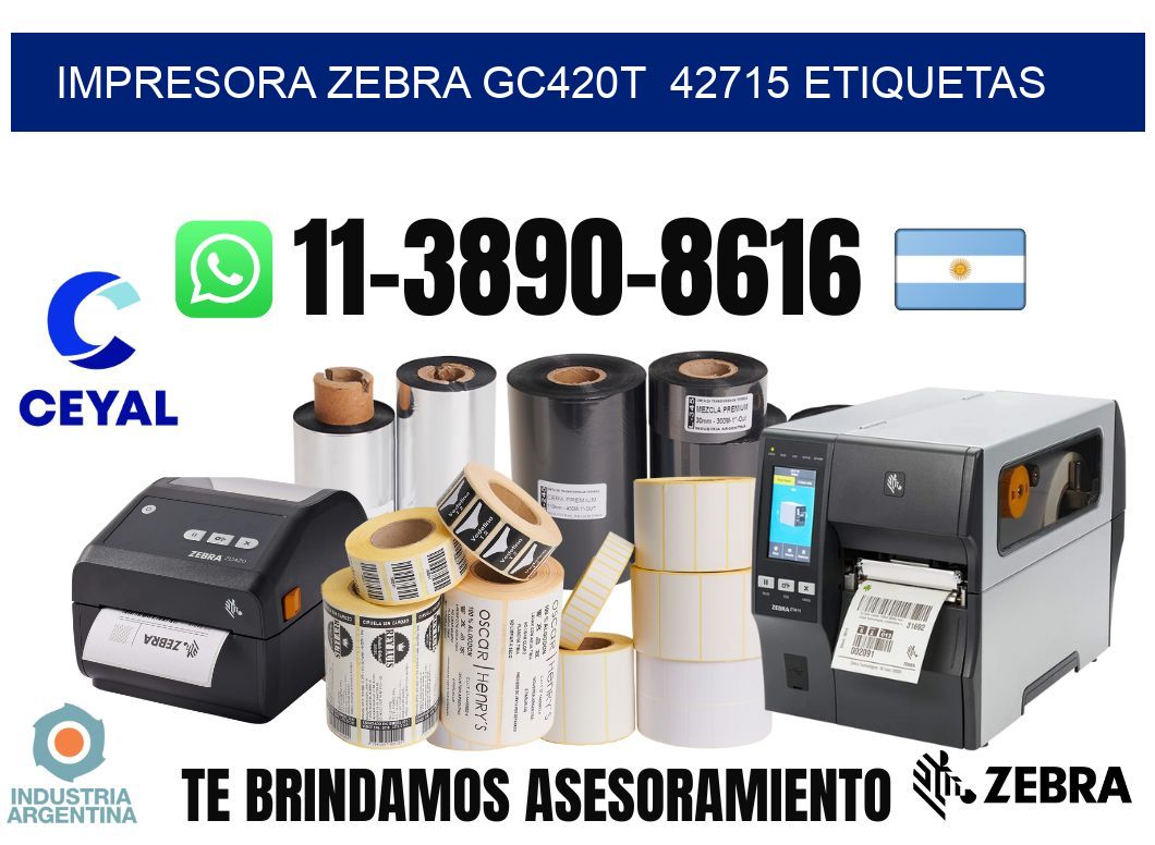 impresora zebra gc420t  42715 etiquetas