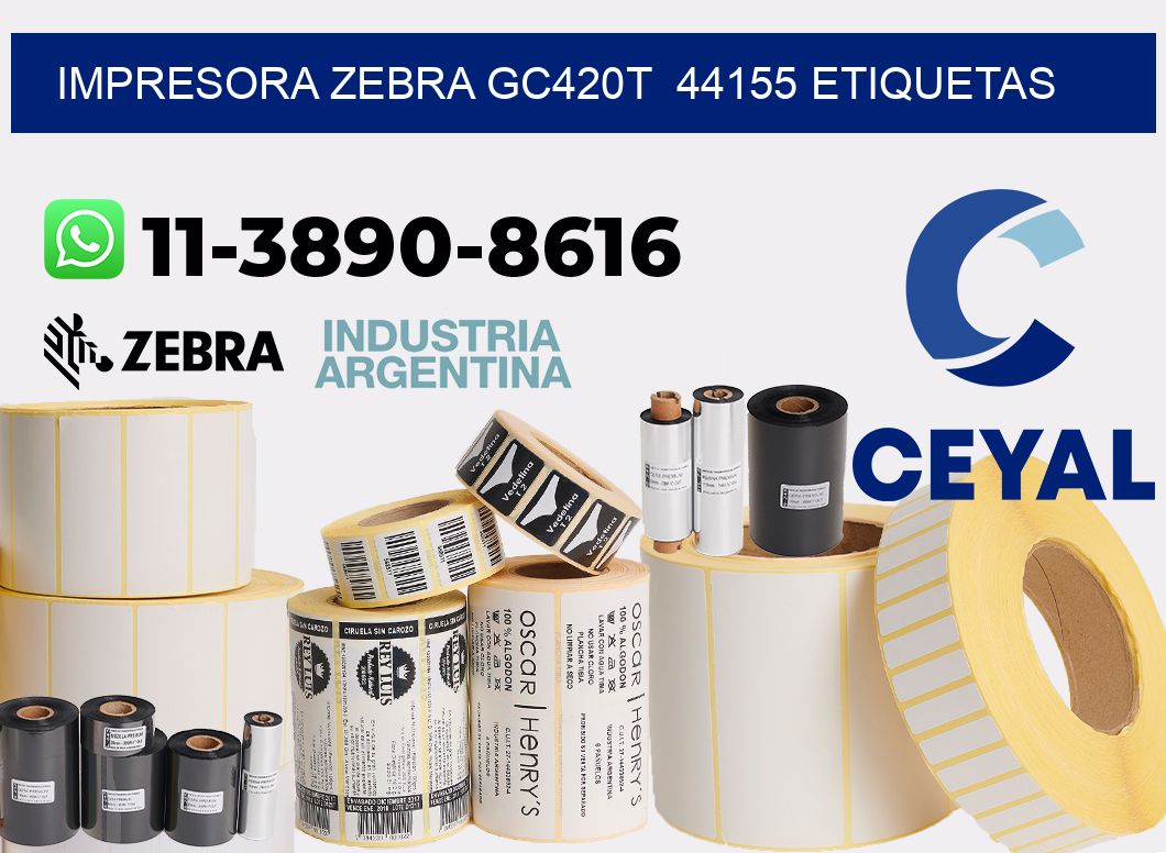 impresora zebra gc420t  44155 etiquetas