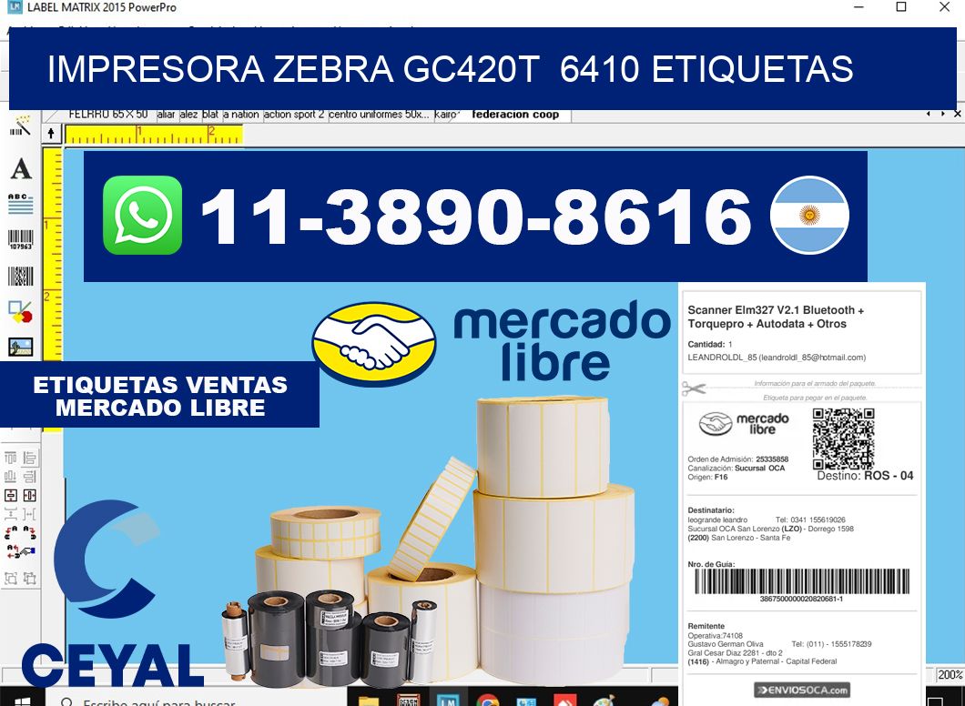 impresora zebra gc420t  6410 etiquetas